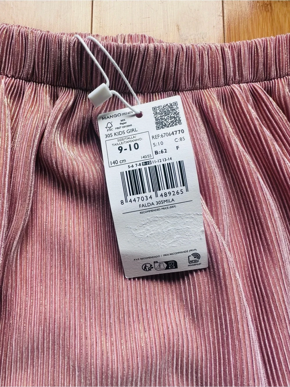 Mango Dusty Rose Pleated Two-Piece Set with Scalloped Sleeves